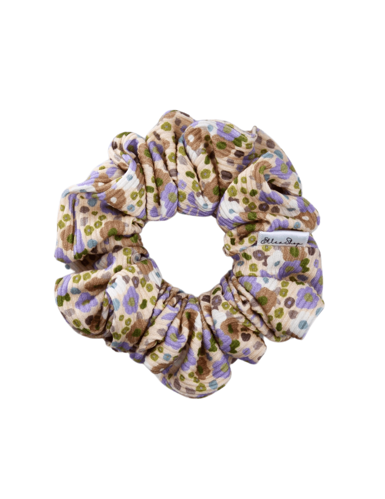 Colourful Peonies Ribbed Scrunchie - ElleaShop