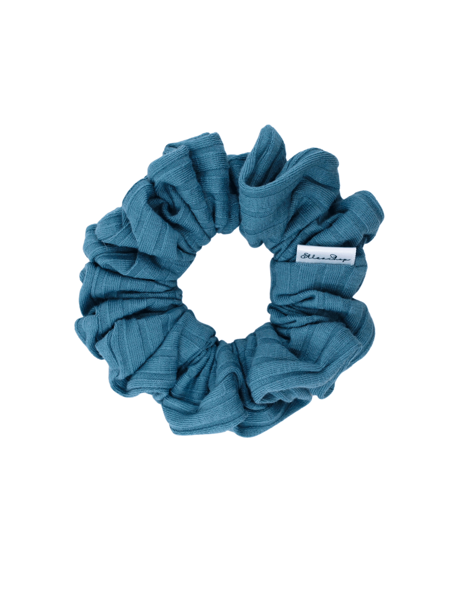 Teal Wide Ribbed Scrunchie - ElleaShop