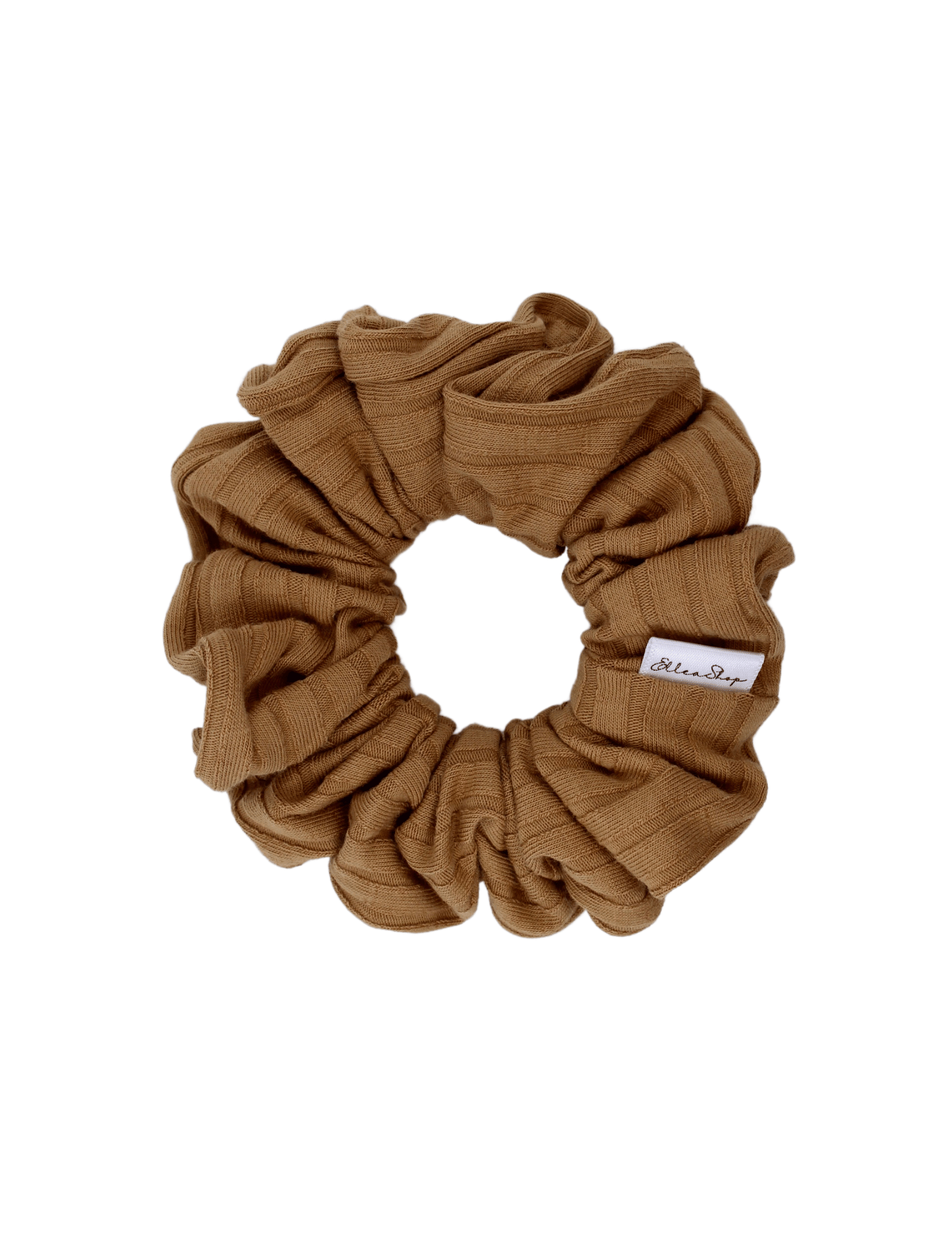 Caramel Wide Ribbed Scrunchie - ElleaShop