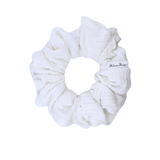 White Wide Ribbed Scrunchie - ElleaShop