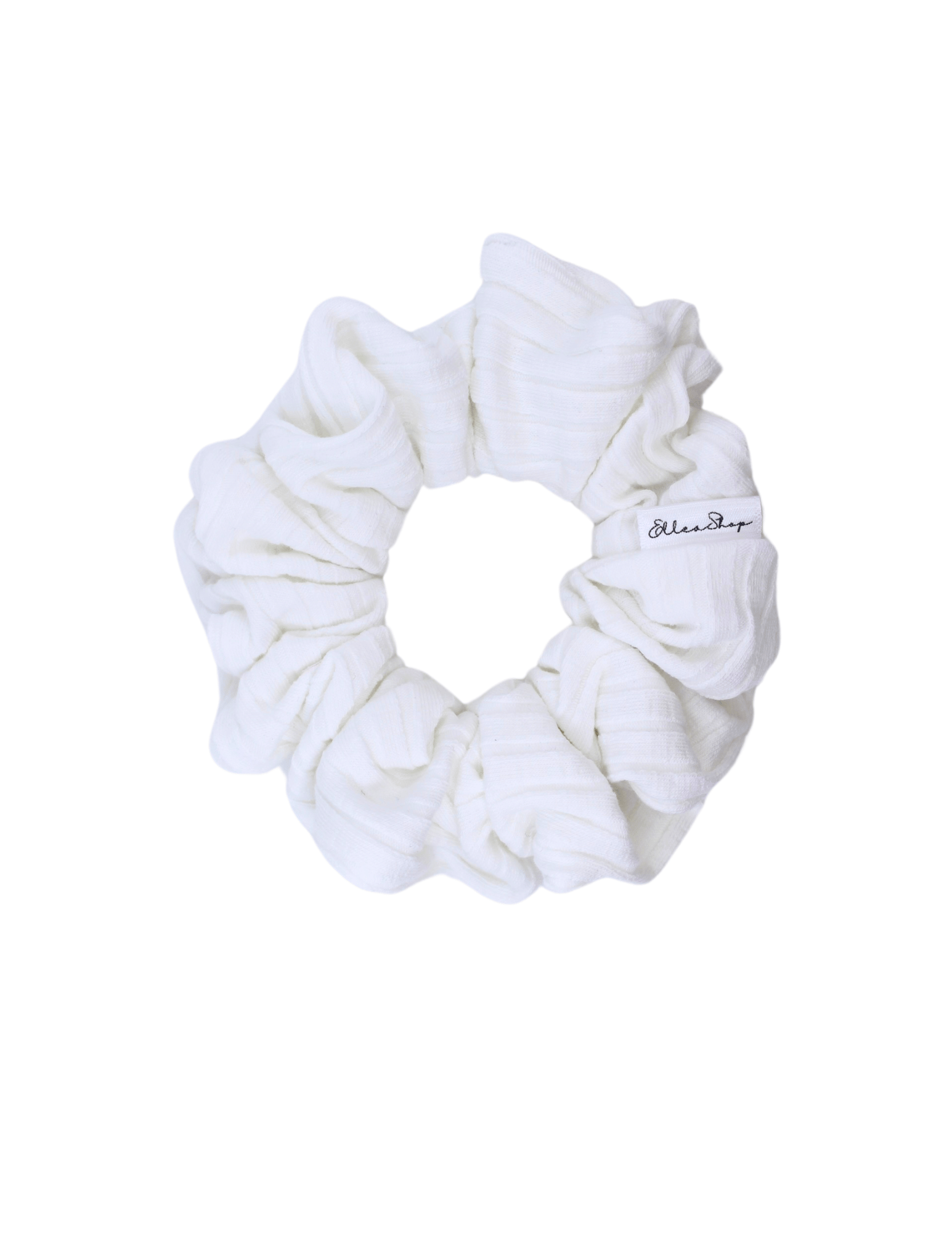 White Wide Ribbed Scrunchie - ElleaShop