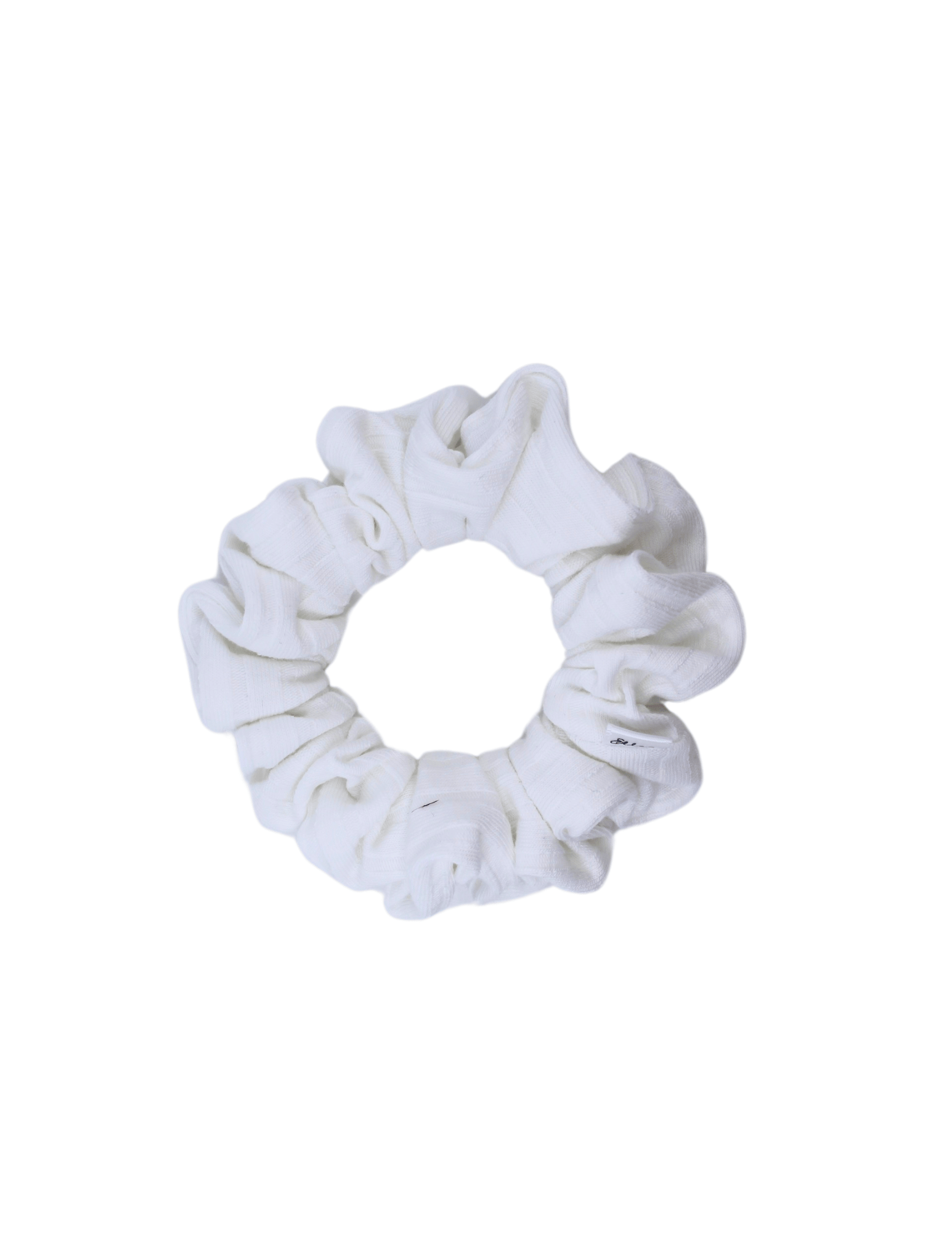 White Wide Ribbed Scrunchie - ElleaShop