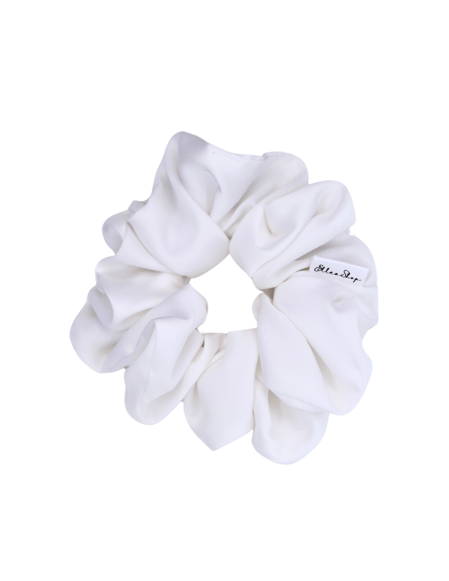 Pure White Satin Scrunchie - ElleaShop