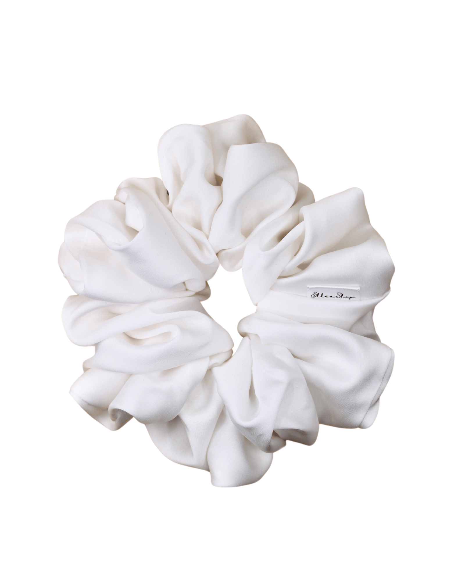 Pure White Satin Scrunchie - ElleaShop