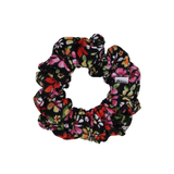 Black Floral Ribbed Scrunchie - ElleaShop