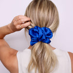Electric Blue Satin Scrunchie - ElleaShop