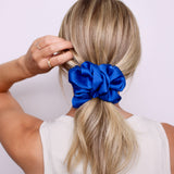 Electric Blue Satin Scrunchie - ElleaShop