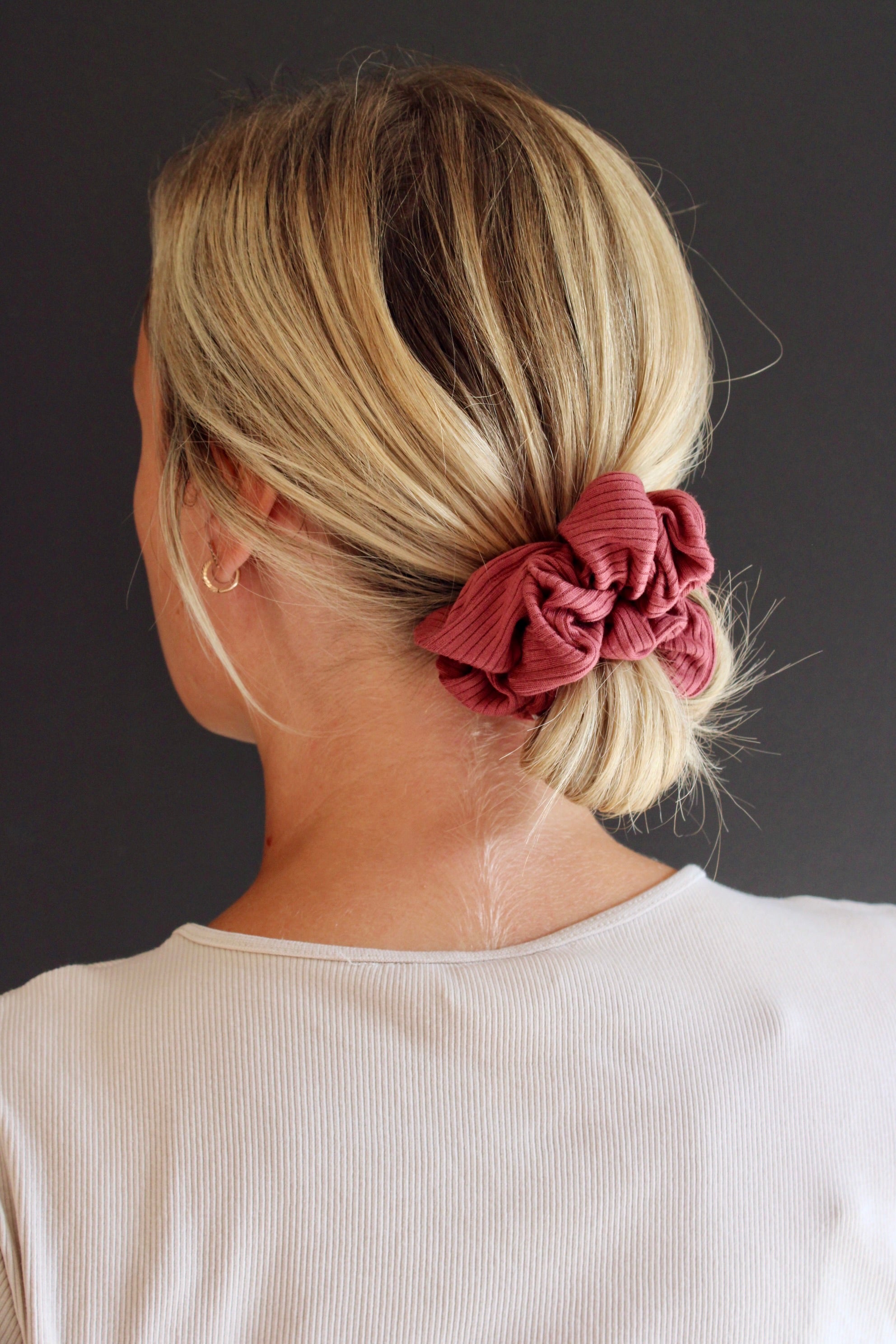 Mulberry Soft Ribbed Scrunchie - ElleaShop