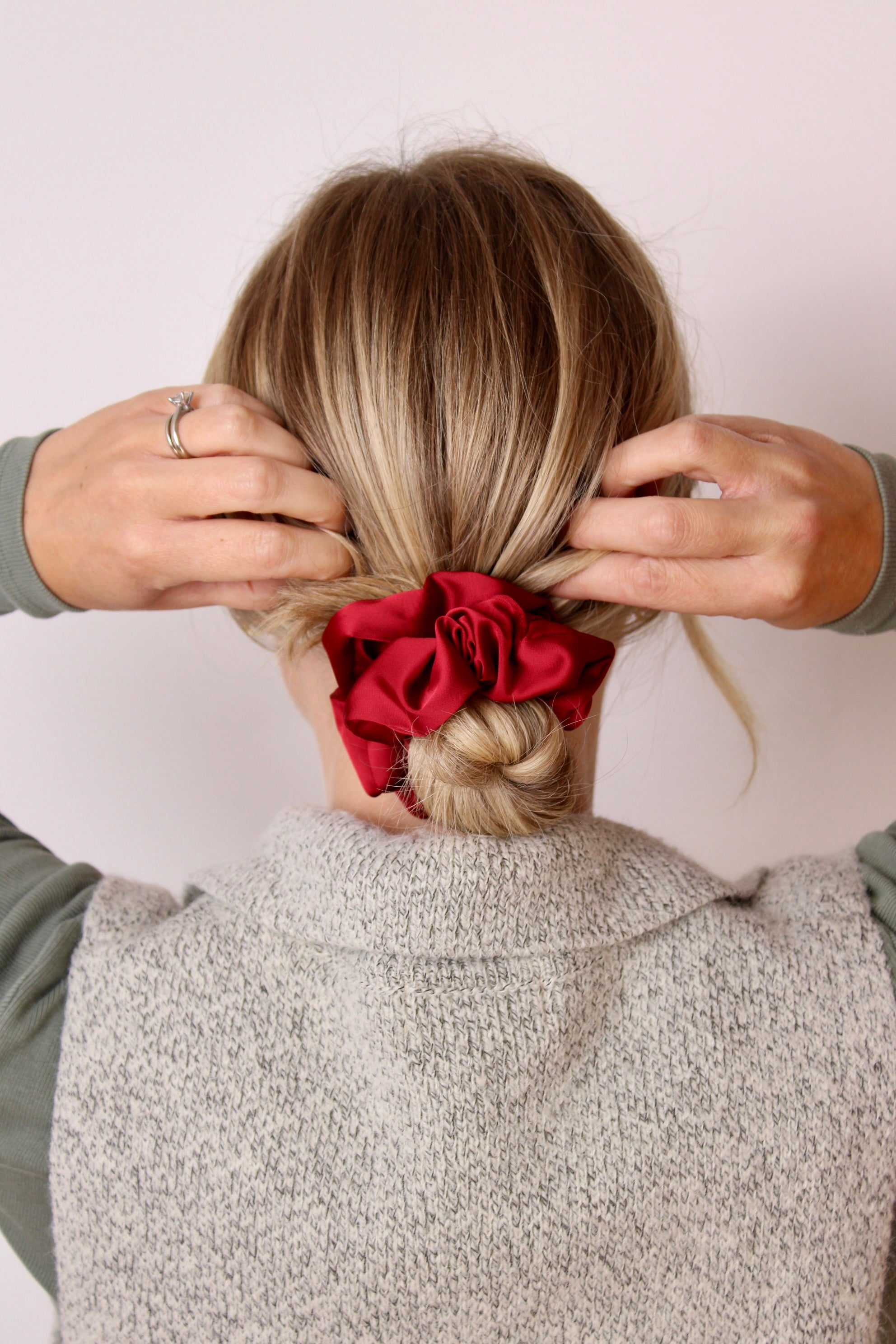 Red Luxe Satin Scrunchie - ElleaShop