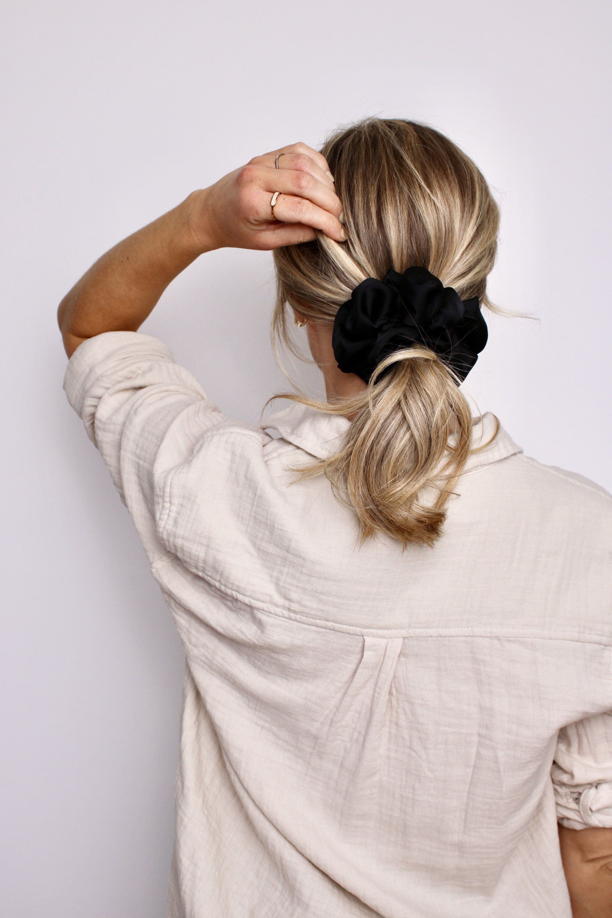 Black Satin Scrunchie - ElleaShop