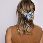 Soft Blue Satin Scrunchie - ElleaShop