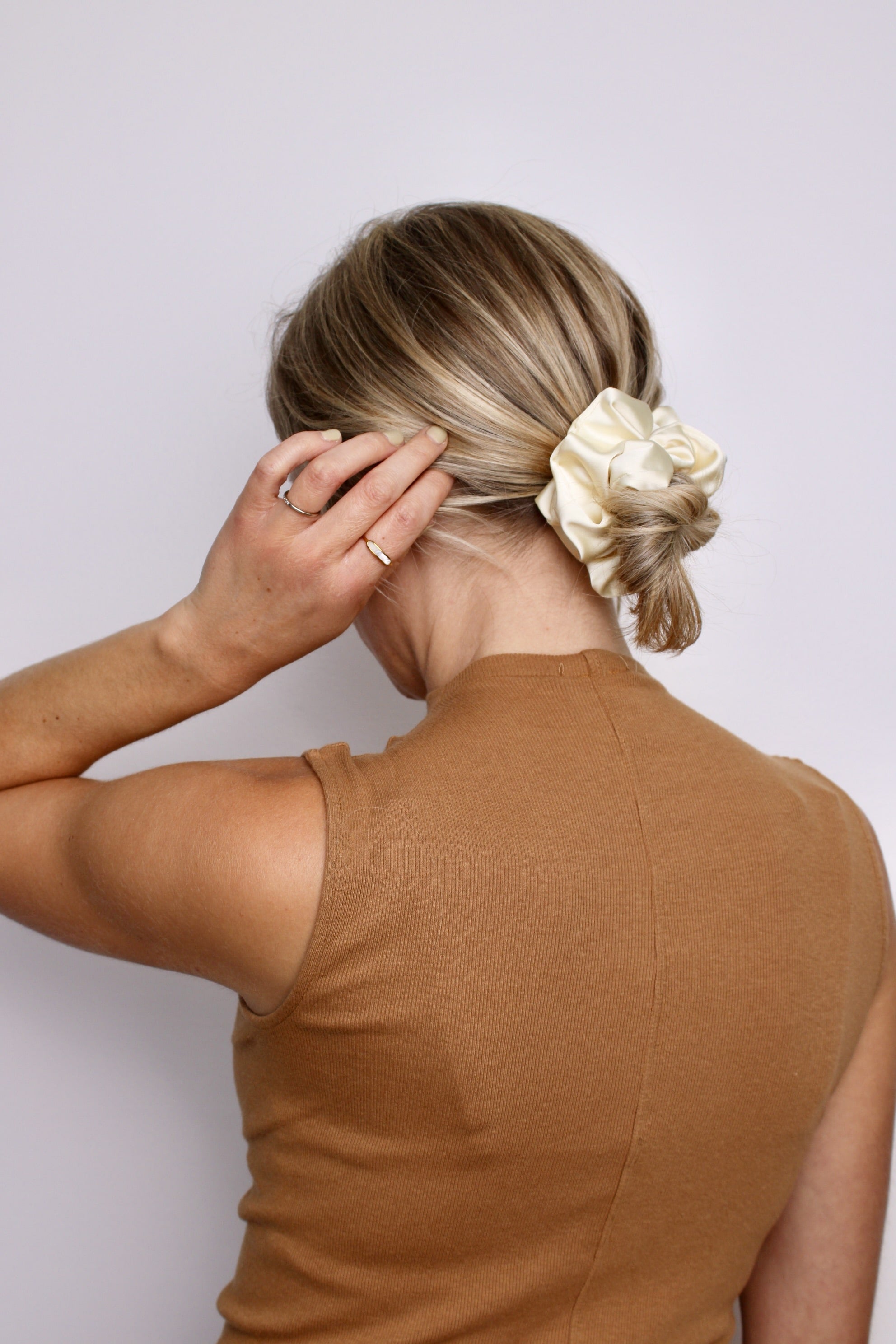 Vanilla Luxe Satin Scrunchie - ElleaShop