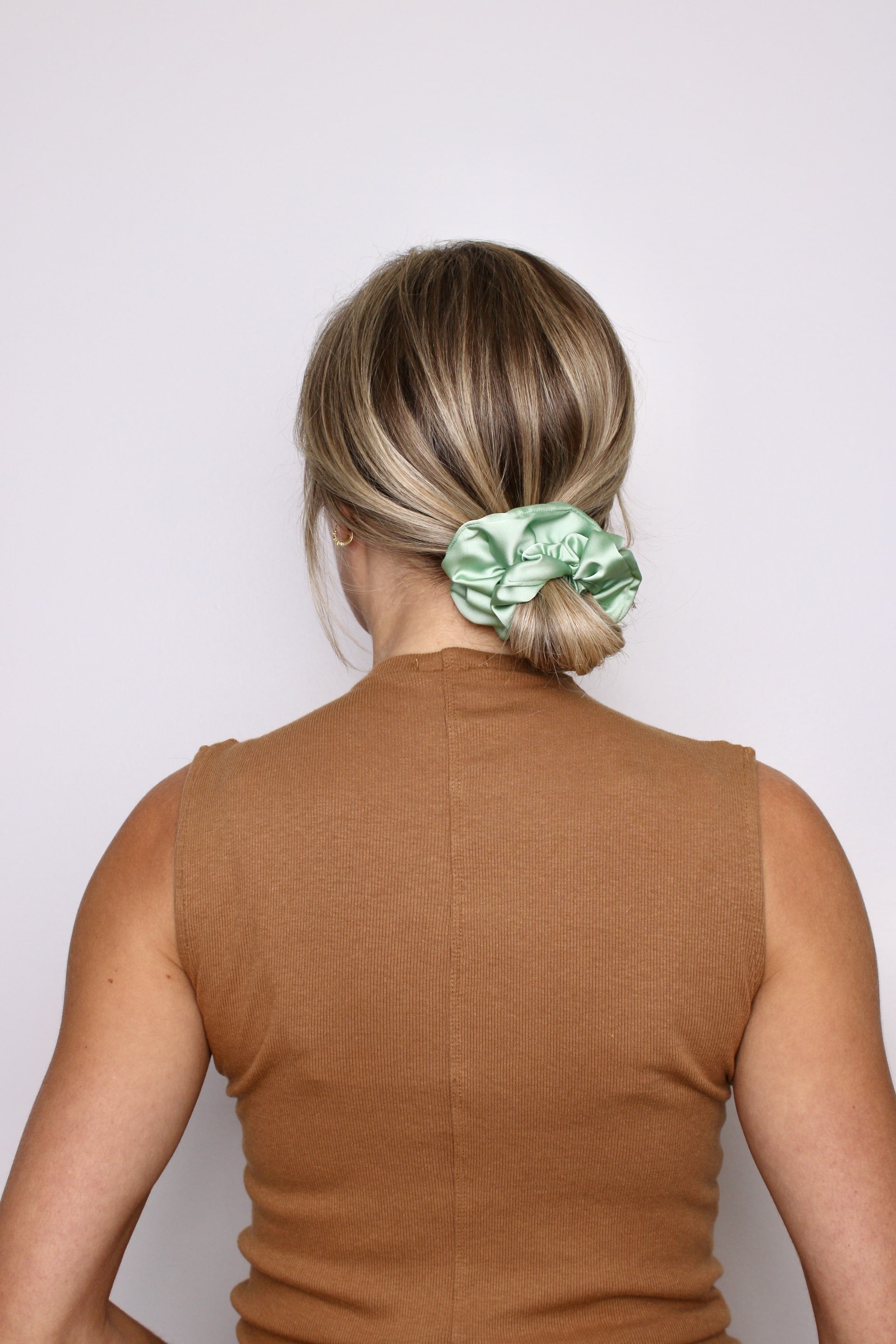 Seafoam Luxe Satin Scrunchie - ElleaShop