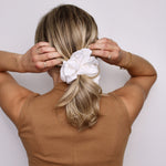 Pure White Satin Scrunchie - ElleaShop
