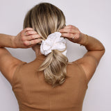 Pure White Satin Scrunchie - ElleaShop