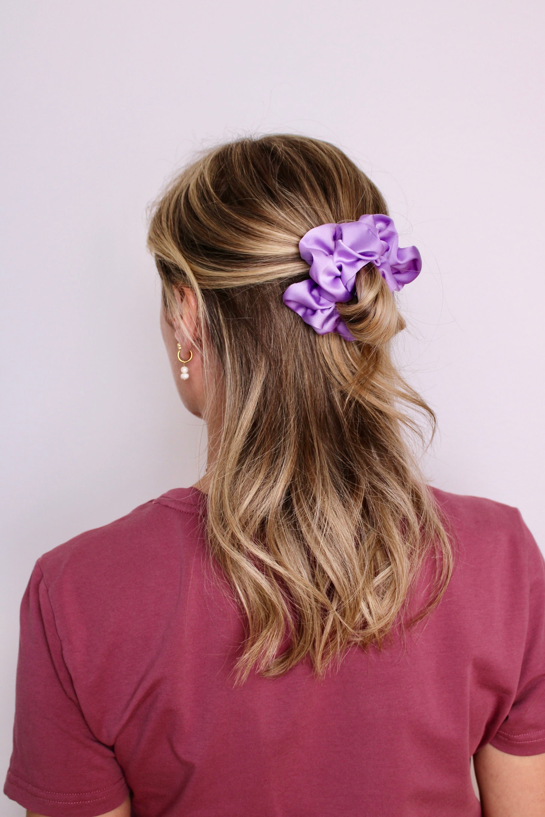 Mauve Candy Satin Scrunchie - ElleaShop