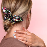Night Garden Satin Bow Scrunchie - ElleaShop
