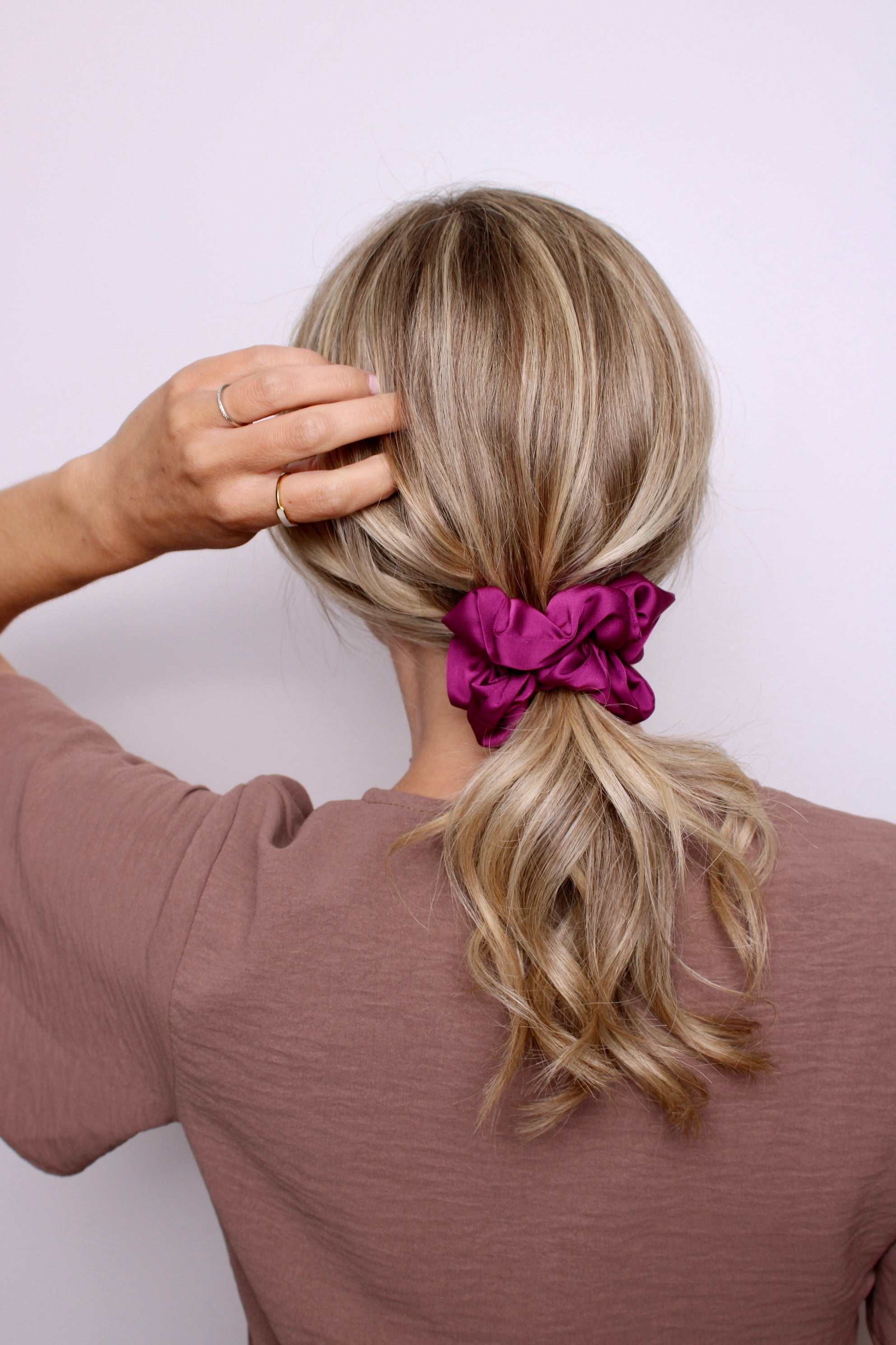 Eggplant Satin Scrunchie - ElleaShop