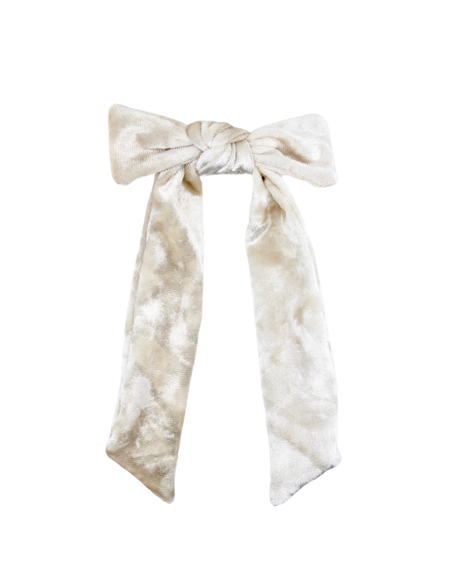 Ivory Velvet Tail Bow Clip - ElleaShop