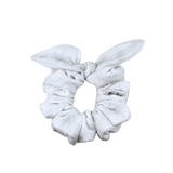 White Swiss Dot Bow  Scrunchie