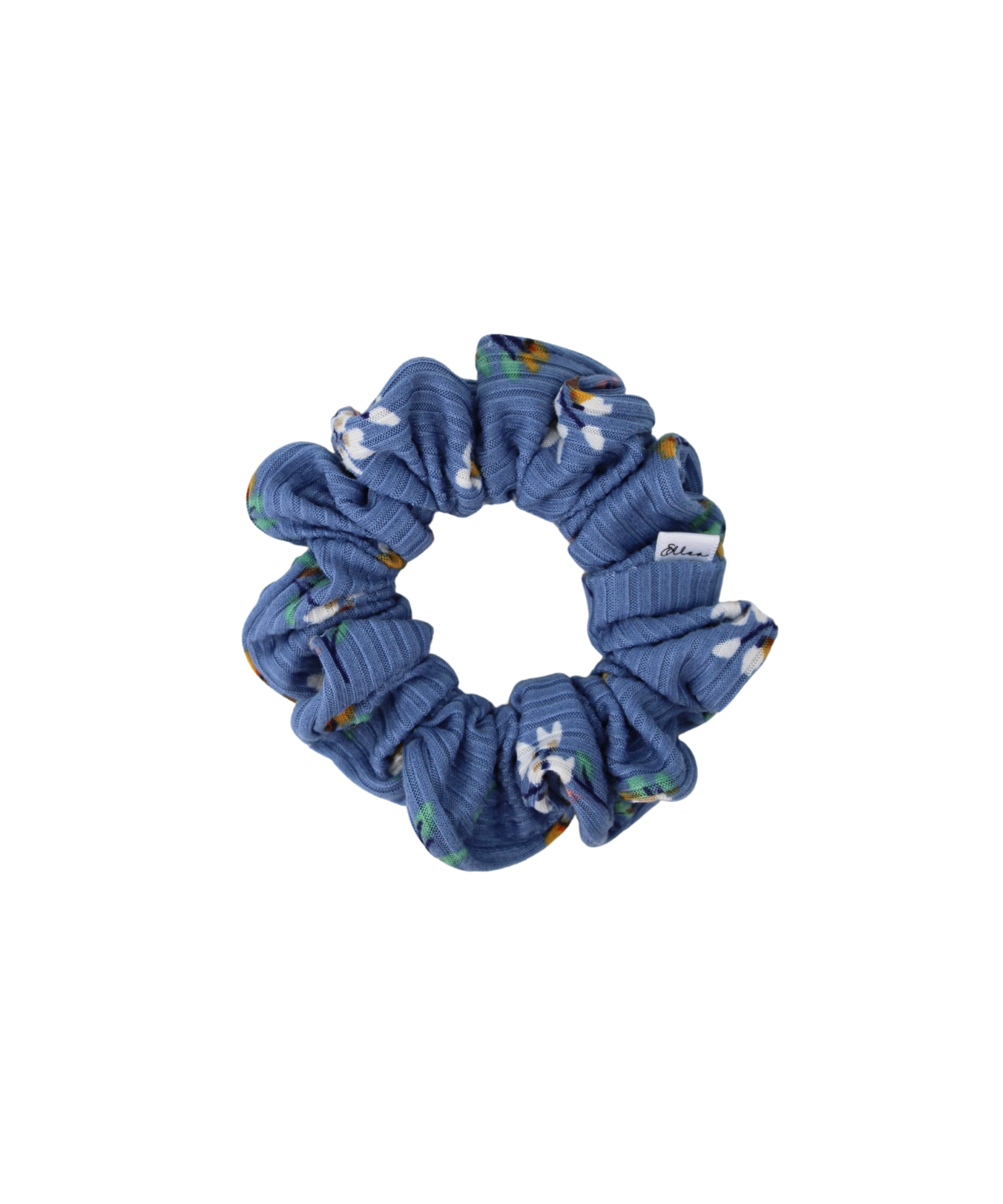 Blue Blossom Ribbed Scrunchie - ElleaShop
