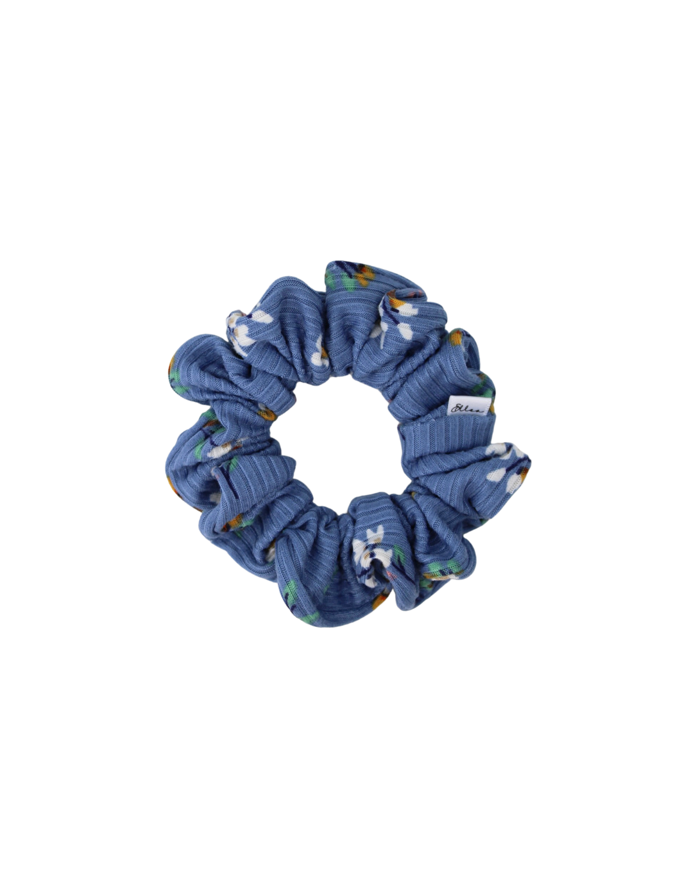 Blue Blossom Ribbed Scrunchie - ElleaShop