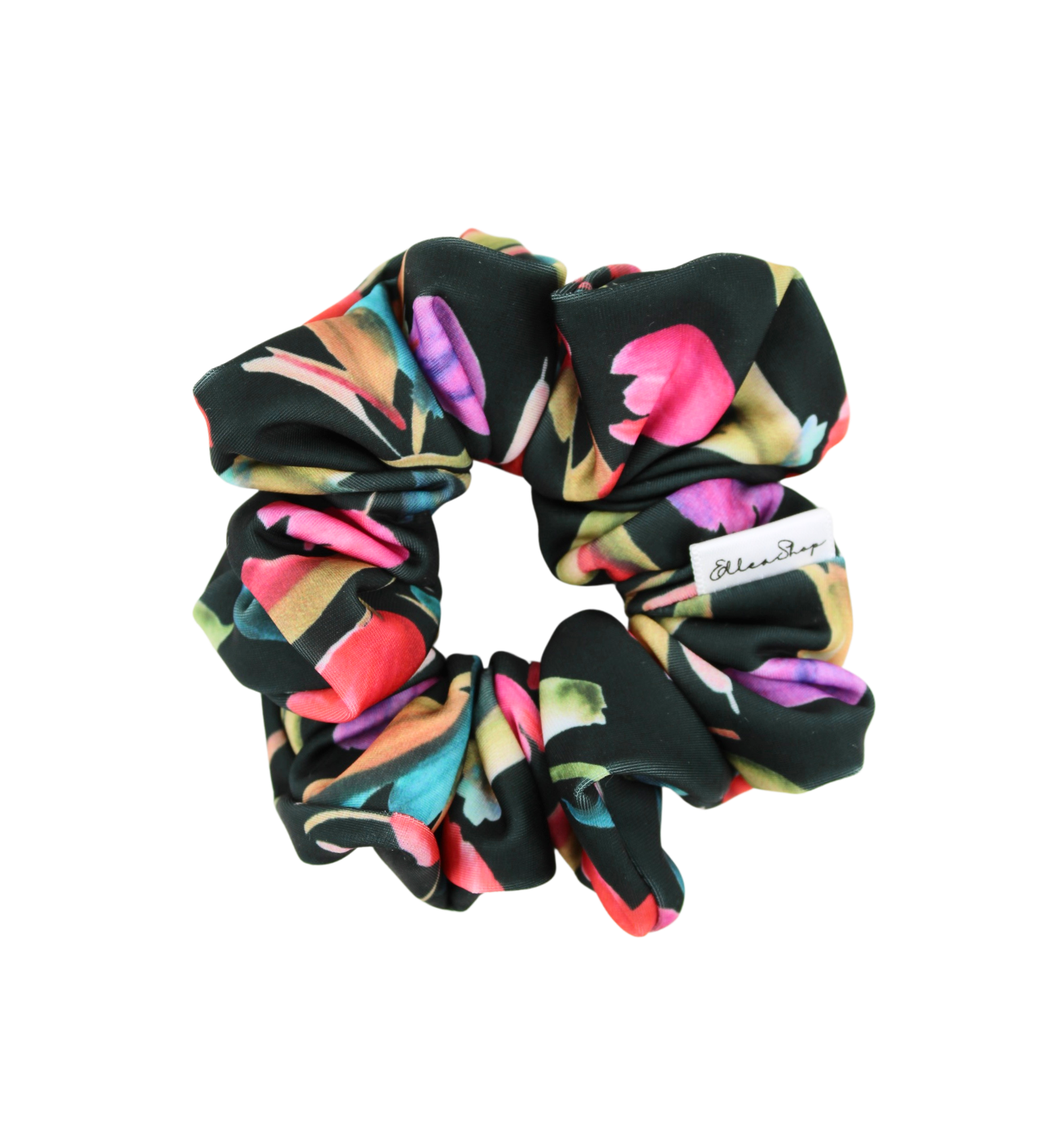 Black Floral Sport Scrunchie - ElleaShop