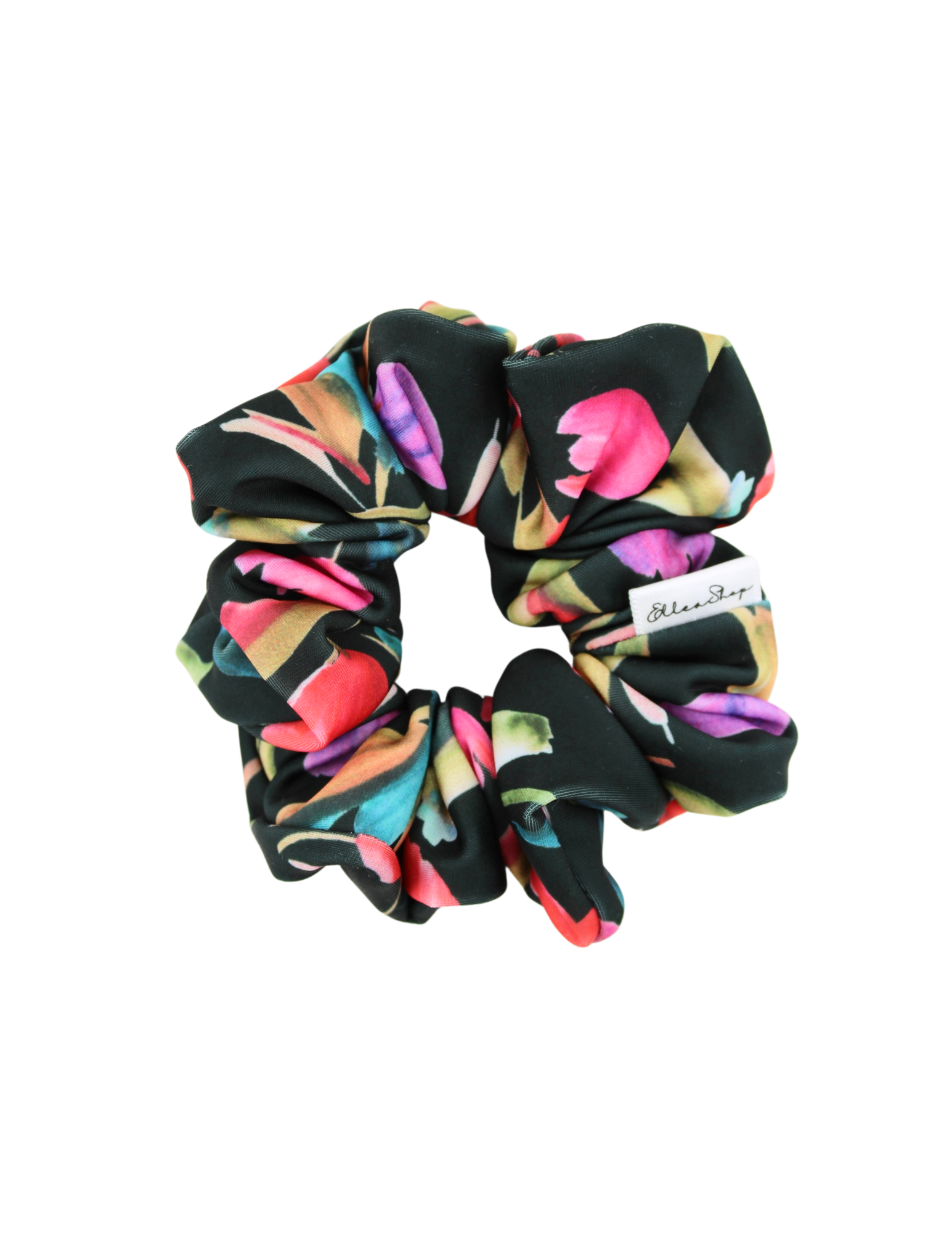 Black Floral Sport Scrunchie - ElleaShop