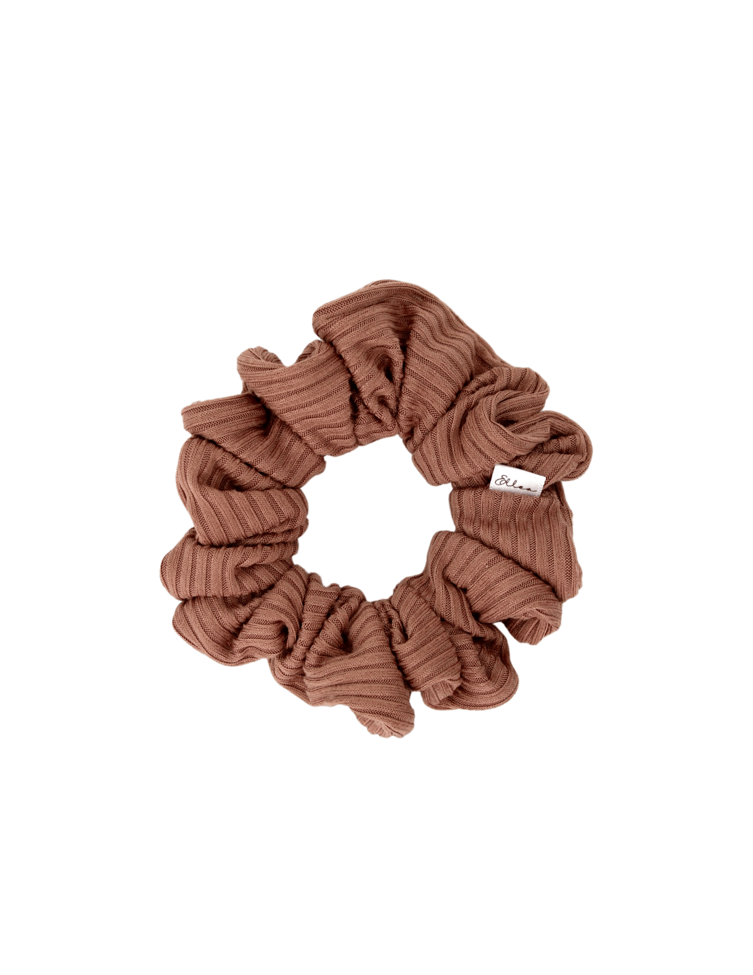 Mocha Soft Ribbed Scrunchie - ElleaShop