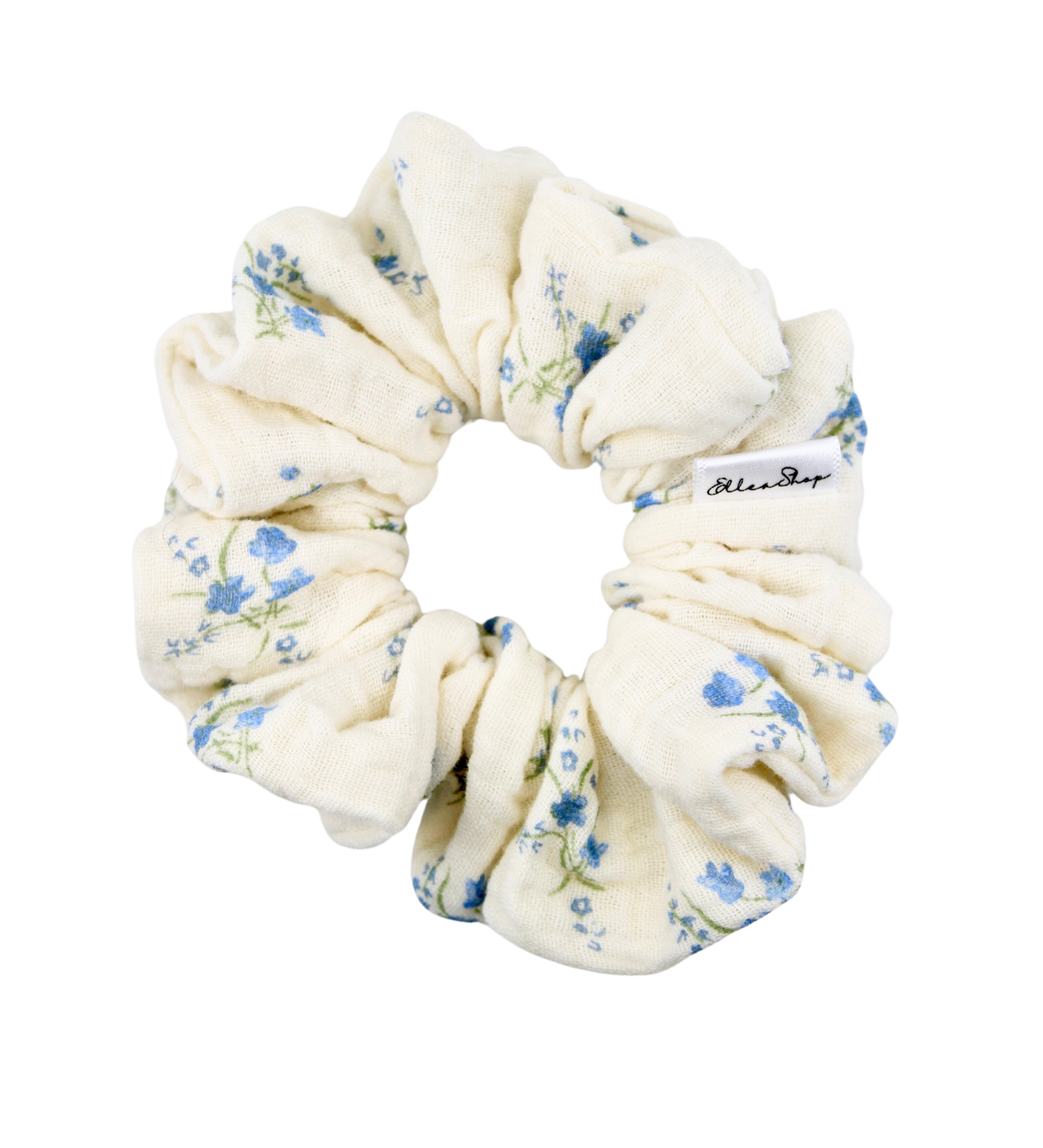 Blue Garden Muslin Scrunchie - ElleaShop