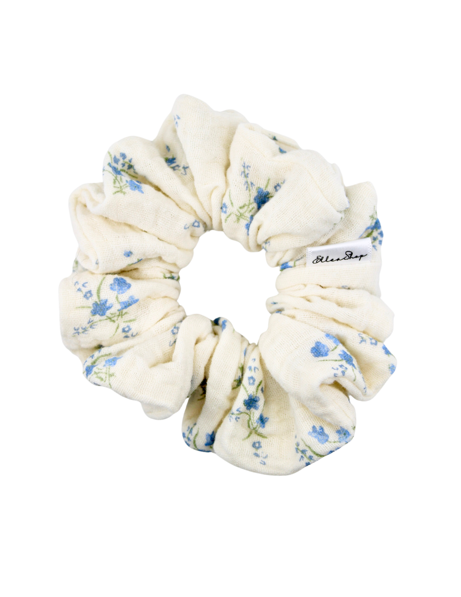 Blue Garden Muslin Scrunchie - ElleaShop