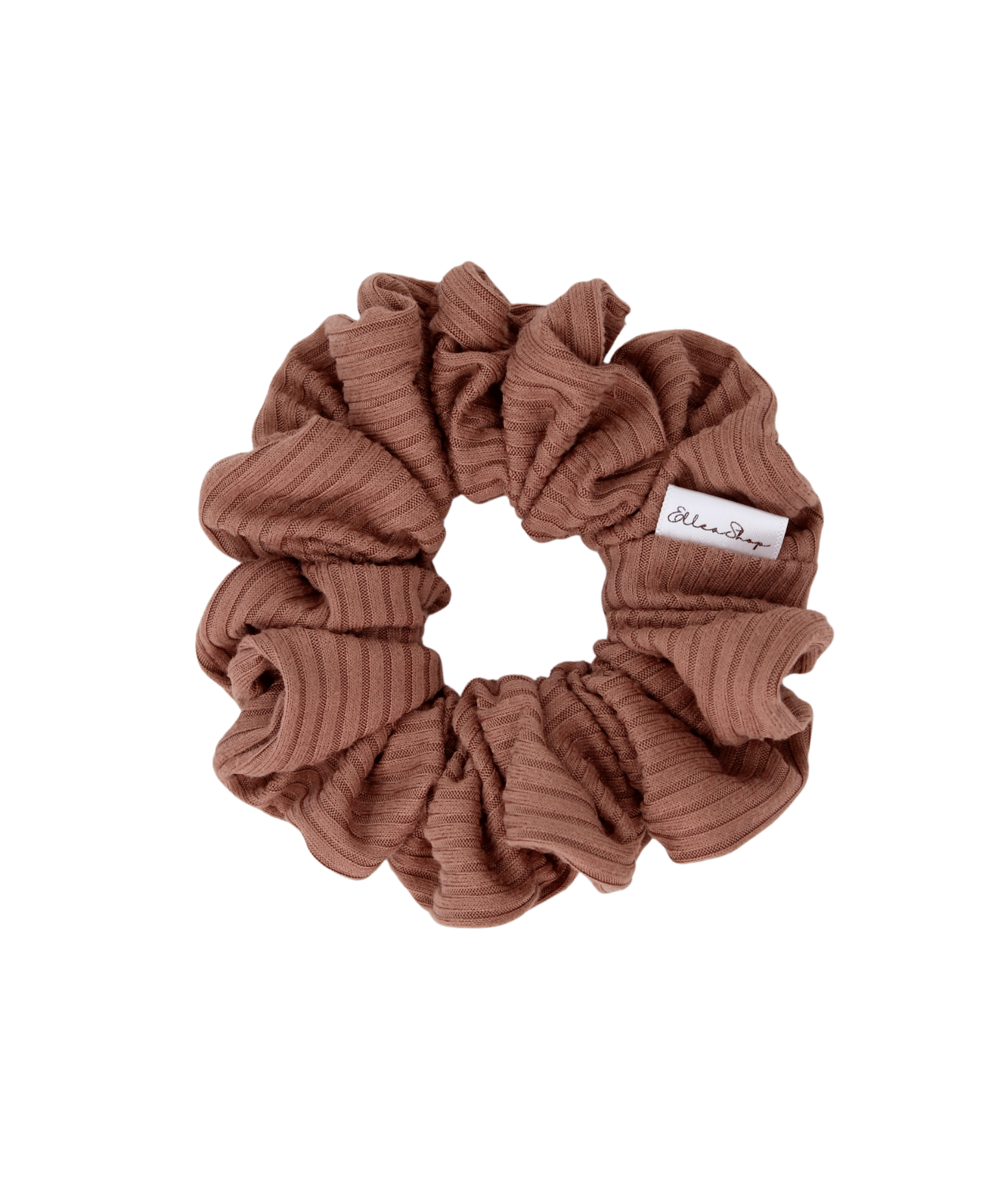 Mocha Soft Ribbed Scrunchie - ElleaShop
