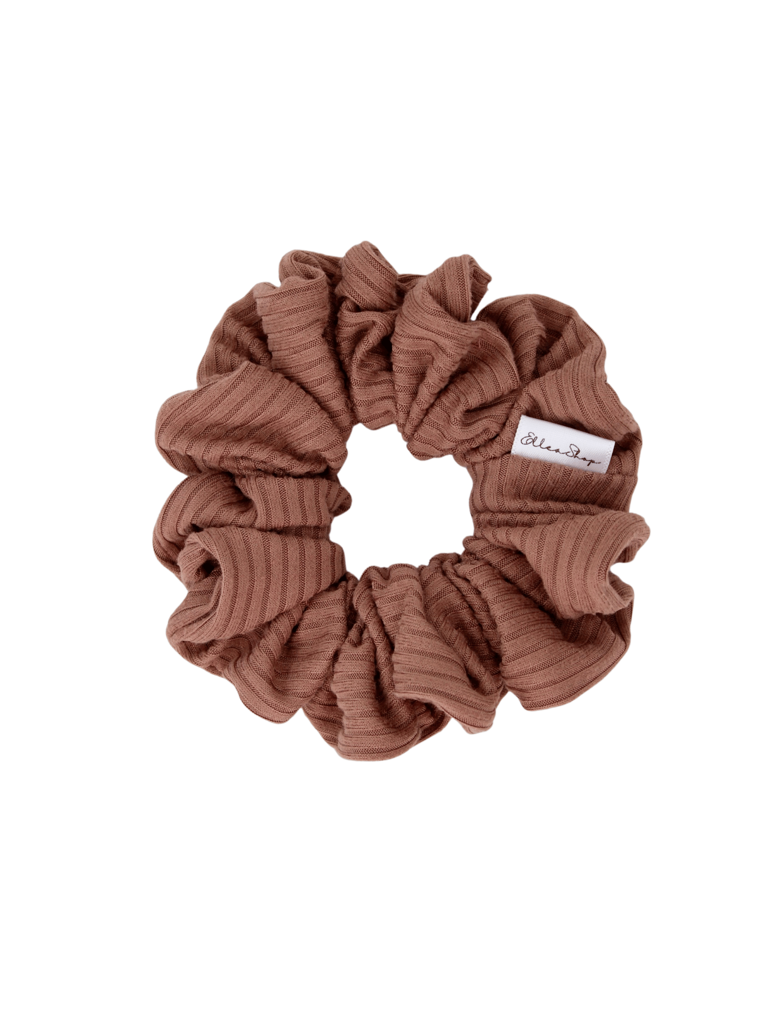 Mocha Soft Ribbed Scrunchie - ElleaShop