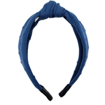 Blue Swiss Dot Knotted Headband - ElleaShop