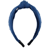 Blue Swiss Dot Knotted Headband - ElleaShop