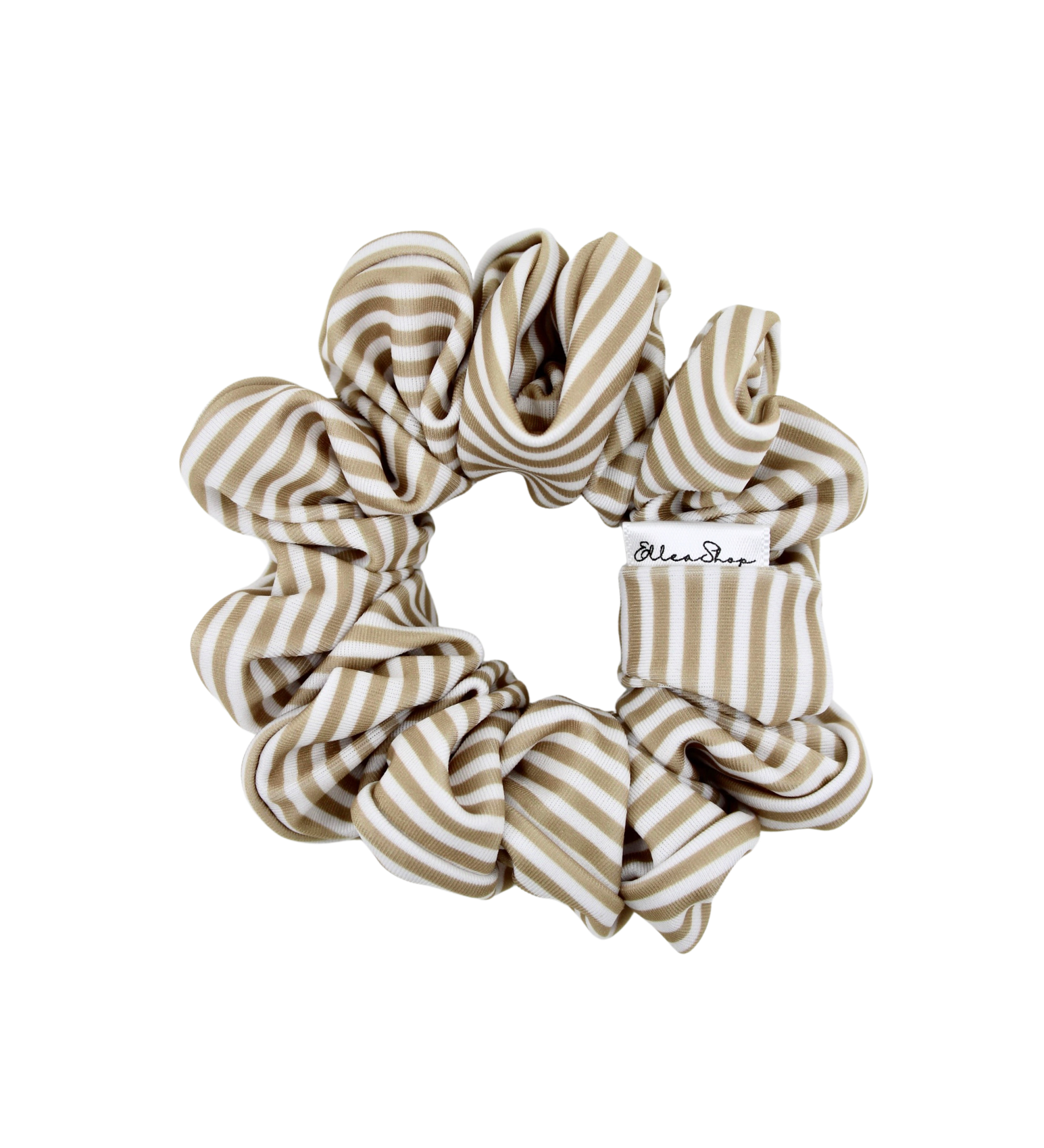 Beige Stripes Sport Scrunchie - ElleaShop