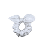 White Swiss Dot Bow  Scrunchie