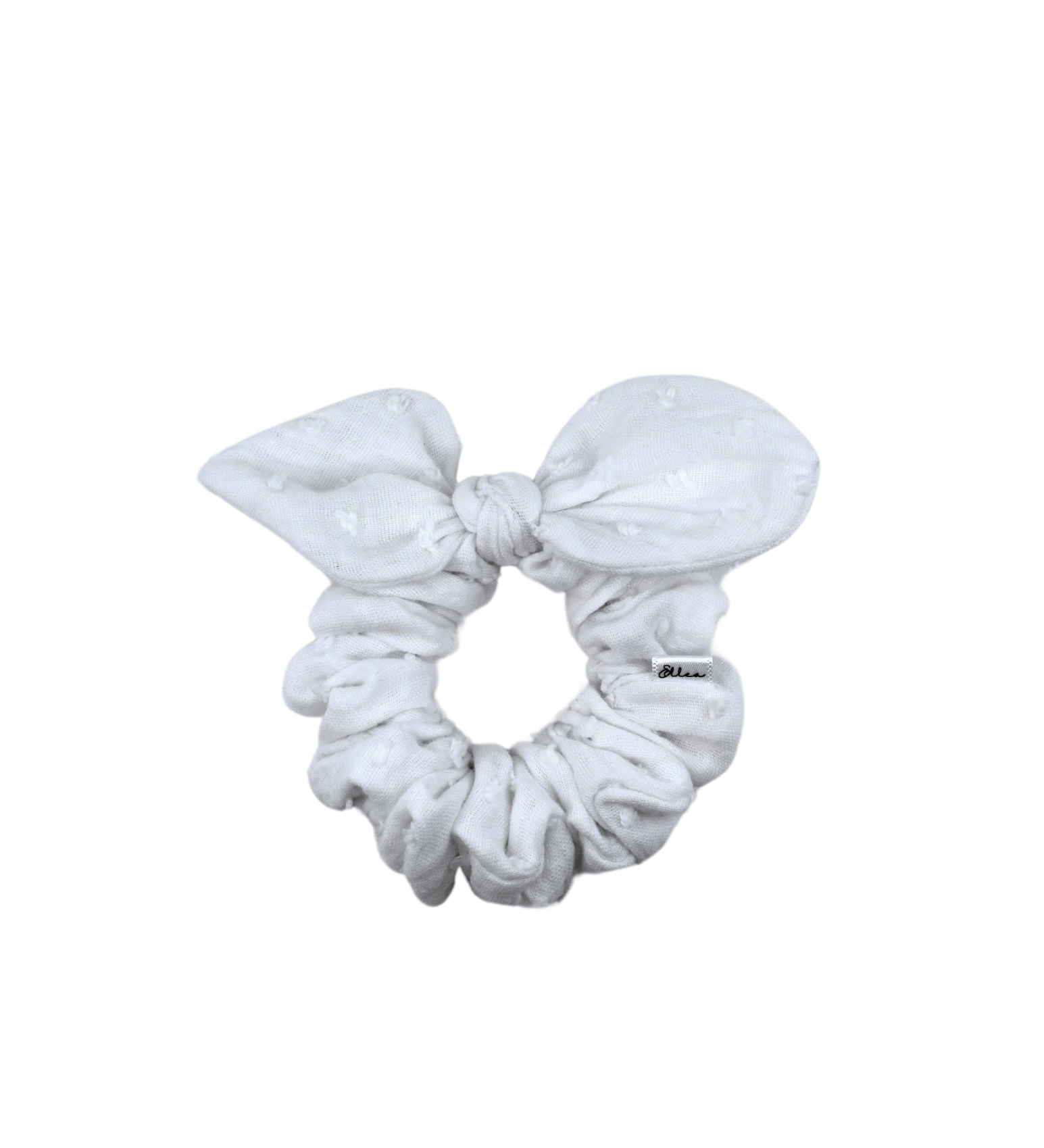 White Swiss Dot Bow  Scrunchie