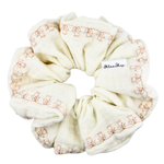 Ivory Stitch Roses Scrunchie - ElleaShop