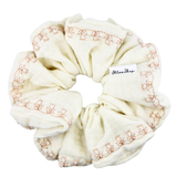 Ivory Stitch Roses Scrunchie - ElleaShop