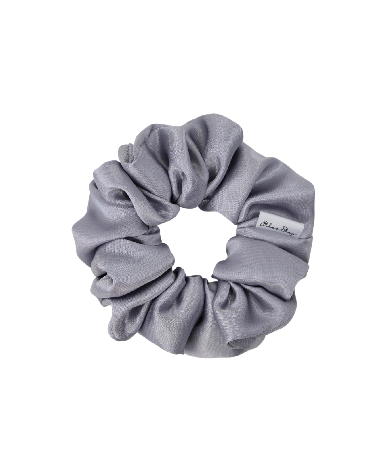 Silver Shiny Satin Scrunchie