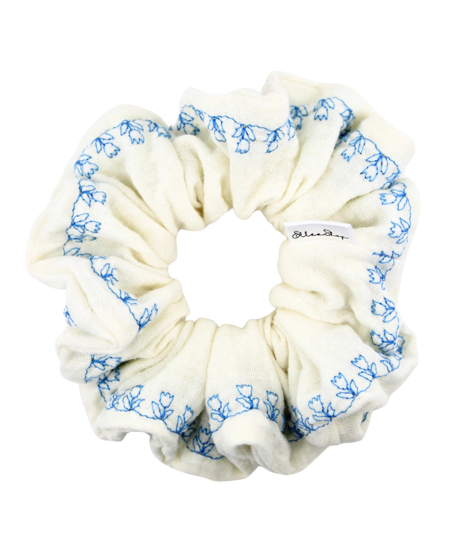Ivory Stitch Roses Scrunchie - ElleaShop