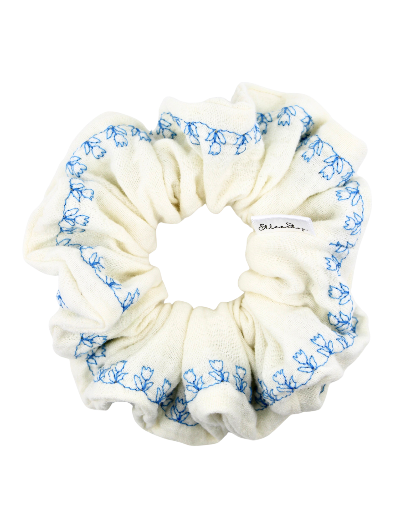 Ivory Stitch Roses Scrunchie - ElleaShop