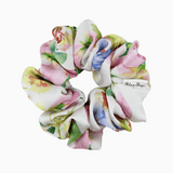 White Floral Bouquet Satin Scrunchie - ElleaShop