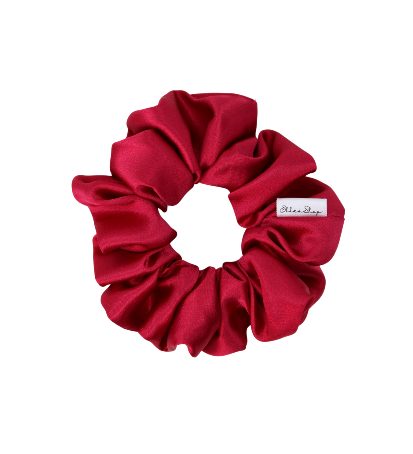Cherry Red Shiny Satin Scrunchie - ElleaShop