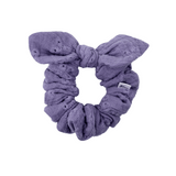 Embroidered Lavender Bow Scrunchie