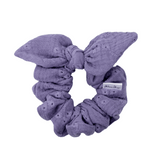 Embroidered Lavender Bow Scrunchie