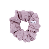 Pink Pastel Embroidered Muslin Scrunchie