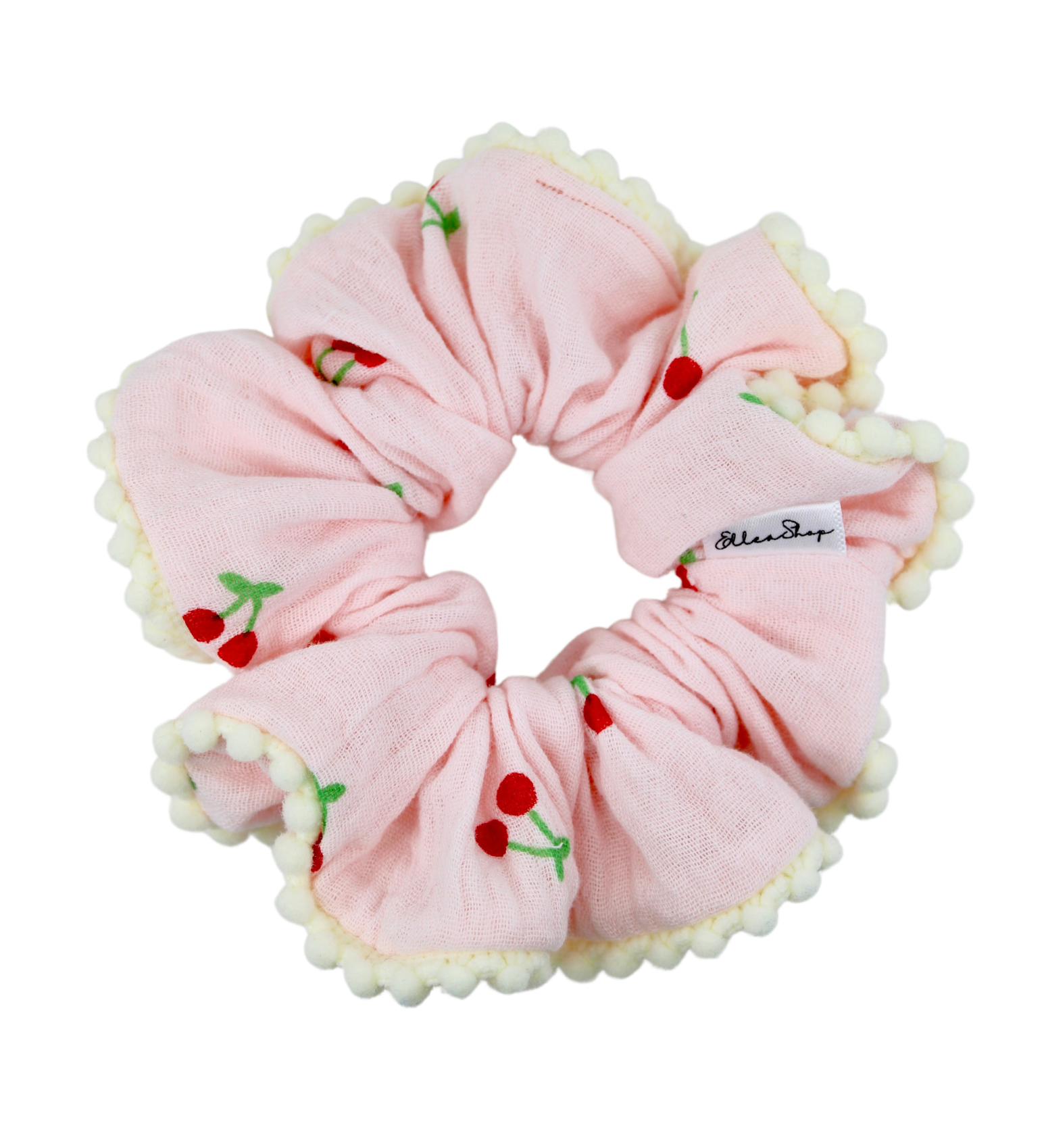 Cherry Pompom Scrunchie - ElleaShop