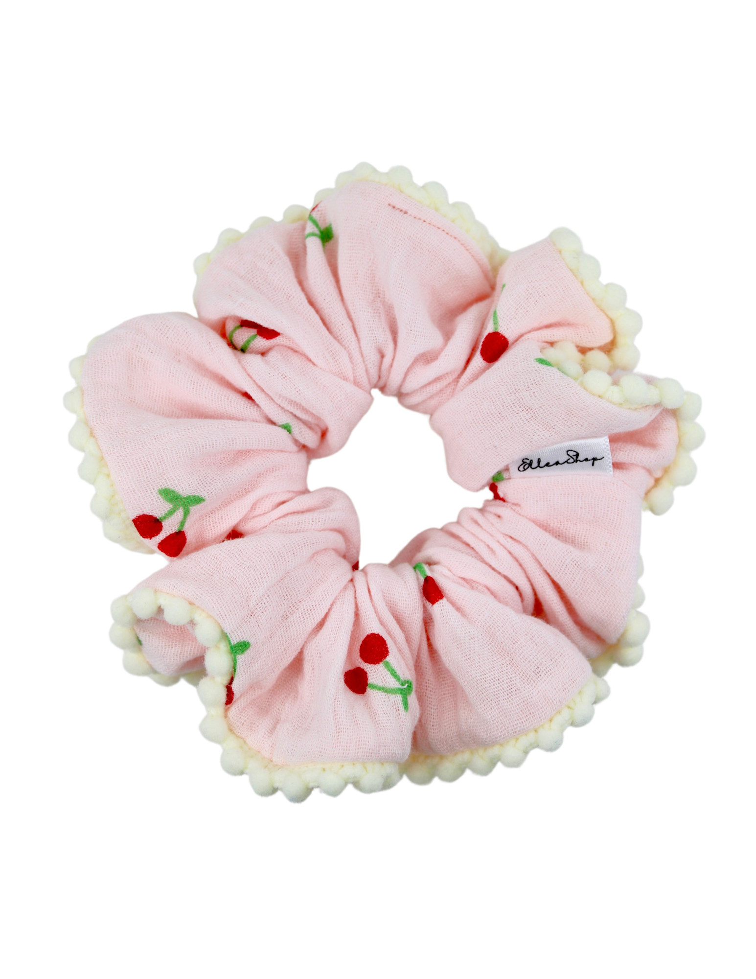 Cherry Pompom Scrunchie - ElleaShop